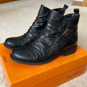 Miz Mooz Leslie Black Leather Ankle Boots
